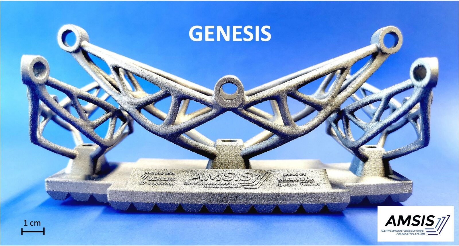Das Bracket, vorbereitet mit GENESIS — minimale Stützstrukturen.